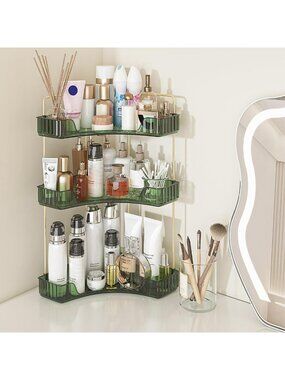 3-Tier Corner Bathroom Organizer | Makeup Countertop Shelf for Vanity Storage